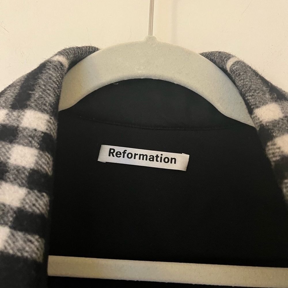 Reformation Giles Plaid Black and White Women's Jacket - Picture 4 of 5